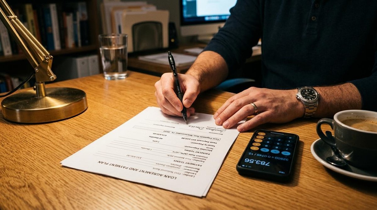 Hombre que revisa los datos necesarios de un préstamo.