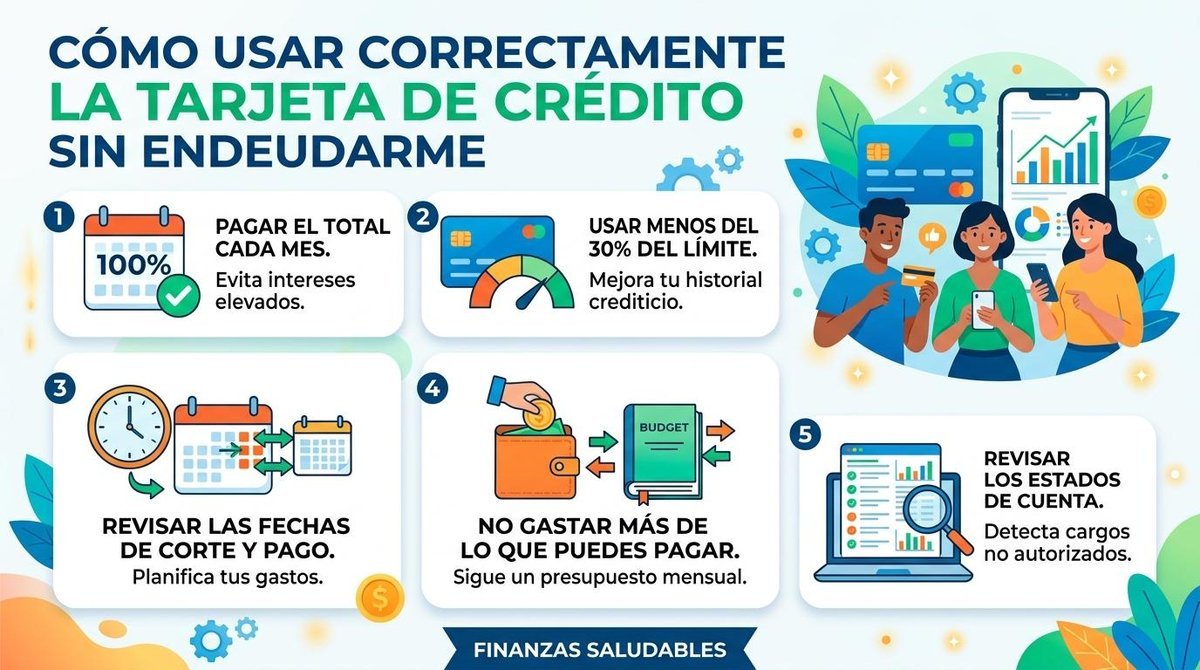 Cómo usar correctamente la tarjeta de crédito sin endeudarme: guía con estrategias reales 2 Guía sobre cómo usar correctamente la tarjeta de crédito sin endeudarse.