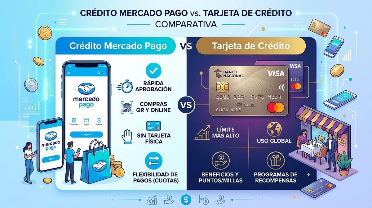 Gráfico comparativo del crédito Mercado Pago Vs tarjeta de crédito