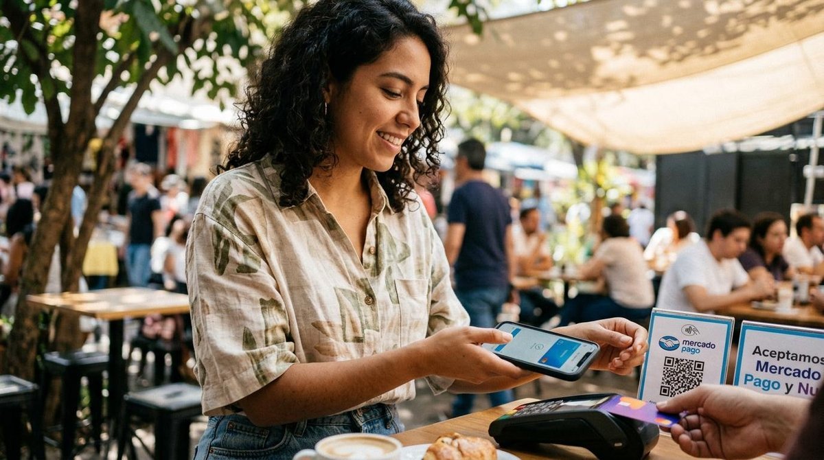 Persona comparando las opciones de pago diario entre Mercado Pago y Nu en una pantalla o dispositivo.